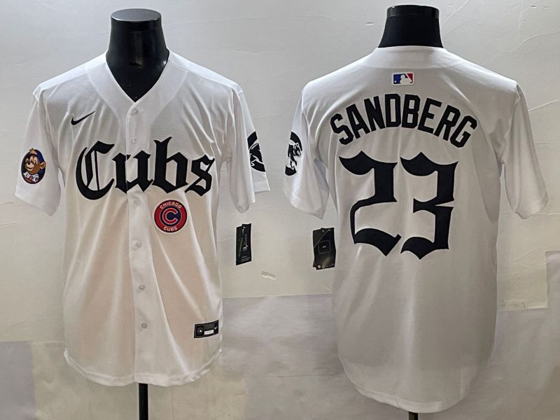 Men 2025 Chicago Cubs 23 Sandberg White Five generations Joint Name Nike MLB Jersey style 18